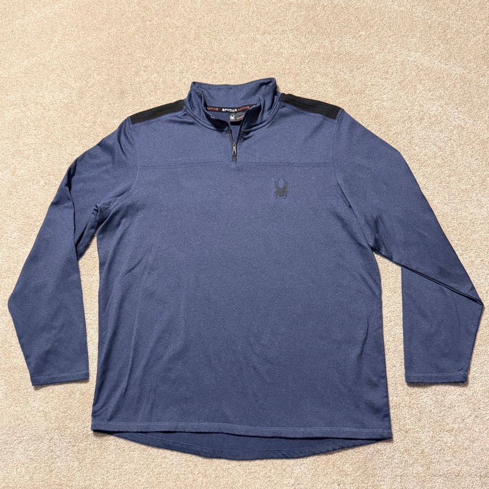 Spyder Quarter Zip Pullover Mens Medium Blue Active ProW-B‎ Athletic Top